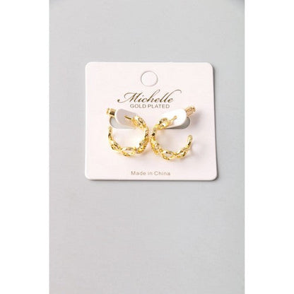 Gold Plated Rhinestone Rings Huggie Earring in Gold