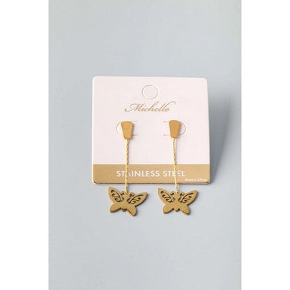 Stainless Steel Butterfly Strand Earring in Gold
