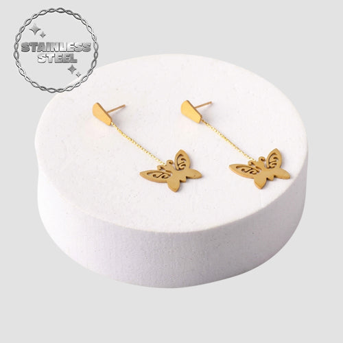 Stainless Steel Butterfly Strand Earring in Gold
