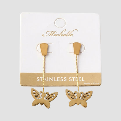 Stainless Steel Butterfly Strand Earring in Gold