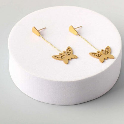 ERE2689 Stainless Steel Butterfly Drop Earring in Gold