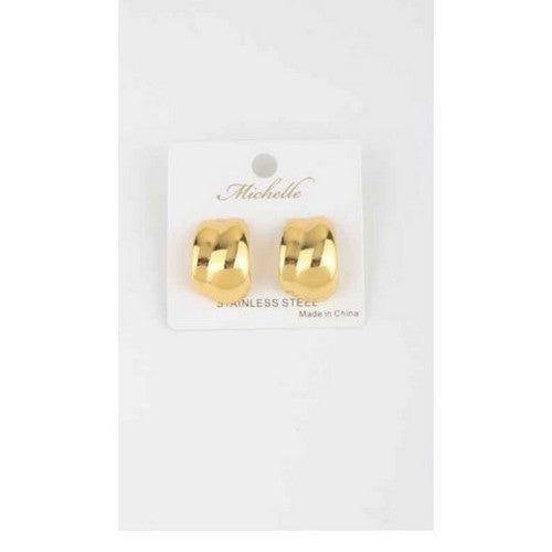 Stainless Steel Bold Folded Wrap Earring in Gold