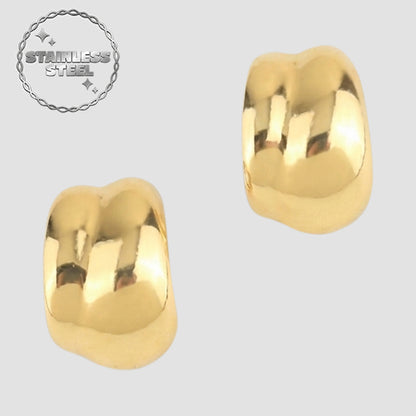 Stainless Steel Bold Folded Wrap Earring in Gold