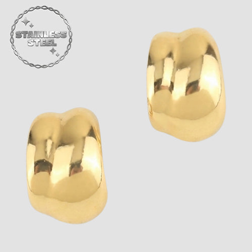 Stainless Steel Bold Folded Wrap Earring in Gold