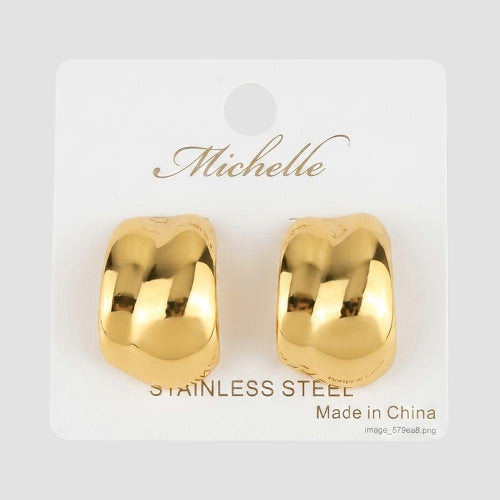 Stainless Steel Bold Folded Wrap Earring in Gold