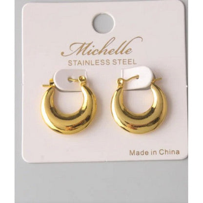 Stainless Steel Bold Fan Leverback Huggie Earring in Gold
