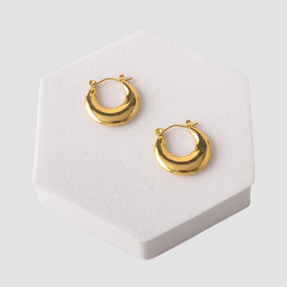Stainless Steel Bold Fan Leverback Huggie Earring in Gold