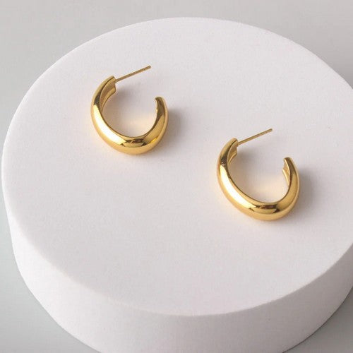 ERES0069-A Stainless Steel Thick Oval Open Hoop Earring in Gold