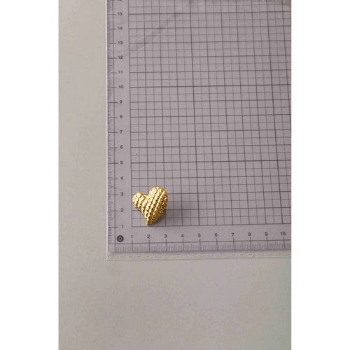 Stainless Steel Matelasse Heart Stopper Earring in Gold
