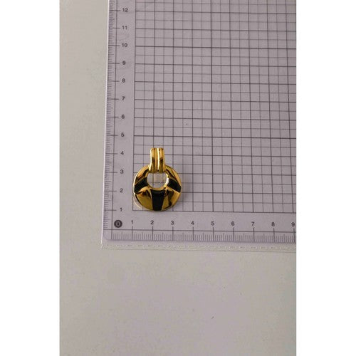 Stainless Steel Enamel Doorknocker Earring in Gold/Black