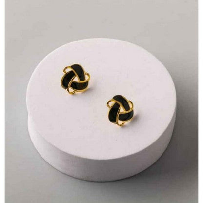 ERES0118 Stainless Steel Orbit Woven Earring in Gold/Black