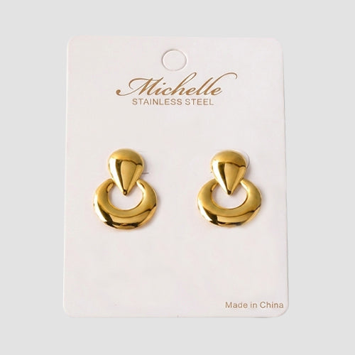 Stainless Steel Doorknocker Earring in Gold