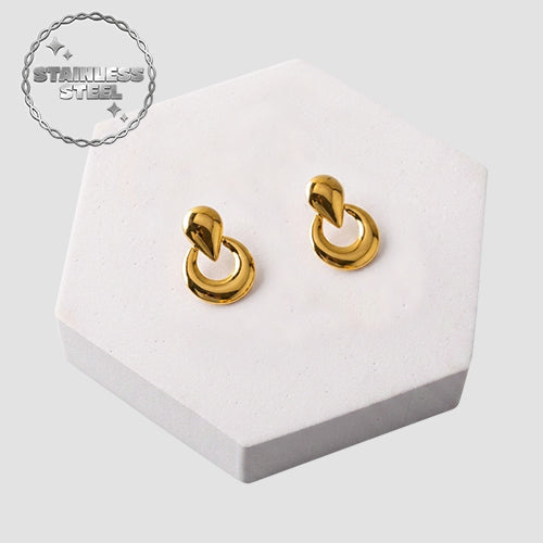 Stainless Steel Doorknocker Earring in Gold