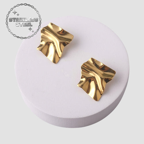 Stainless Steel Folded Sheet Earring in Gold