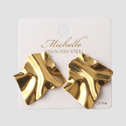 Stainless Steel Folded Sheet Earring in Gold
