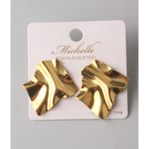 Stainless Steel Folded Sheet Earring in Gold