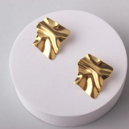 ERES0161 Stainless Steel Folded Sheet Earring in Gold