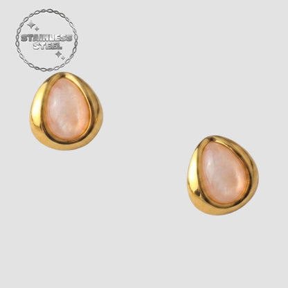 Stainless Steel Snake Eye Teardrop Earring in White
