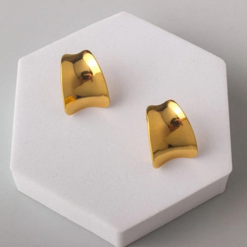 ERES0178 Stainless Steel Pressed Concave Huggie Earring in Gold