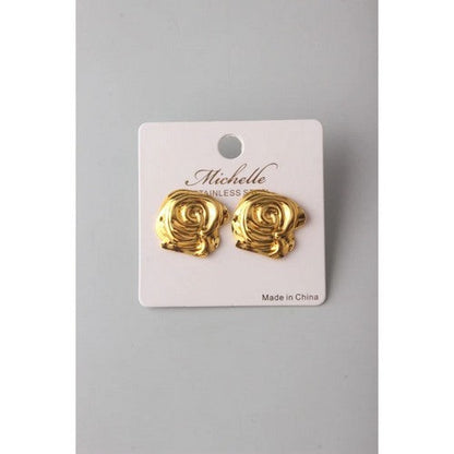 Stainless Steel Molten Rose Earring in Gold