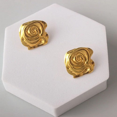 ERES0180 Stainless Steel Molten Rose Earring in Gold