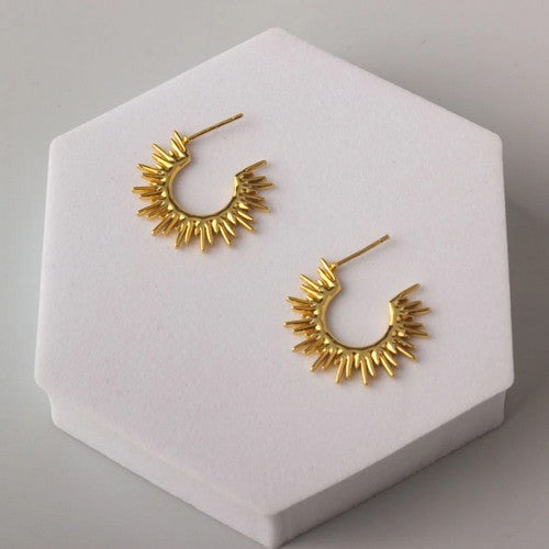 ERES0184 Stainless Steel Spike Huggie Hoop Earring in Gold