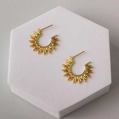 ERES0184 Stainless Steel Spike Huggie Hoop Earring in Gold
