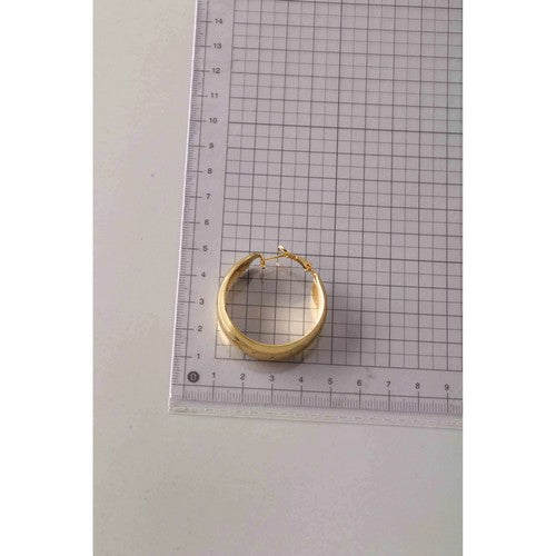 Stainless Steel Wide Hoop Earring in Gold