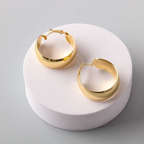 ERS0017GS Stainless Steel Wide Hoop Earring in Gold