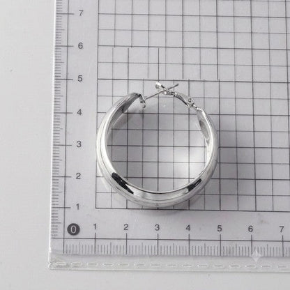 Stainless Steel Wide Hoop Earring in Silver
