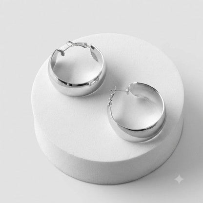 ERS0017GS Stainless Steel Wide Hoop Earring in Silver