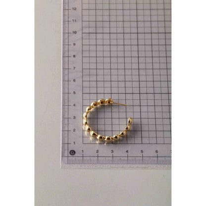 Stainless Steel Balls Open Hoop Earring in Gold
