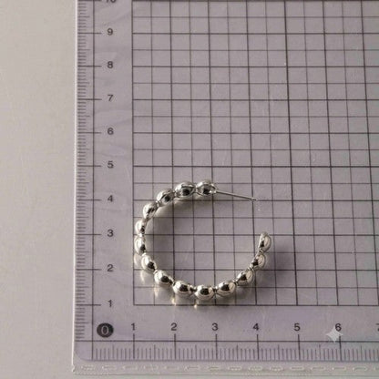 Stainless Steel Balls Open Hoop Earring in Silver
