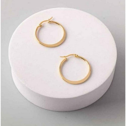 ERS0024GS Stainless Steel Flat Hoop Earring in Gold