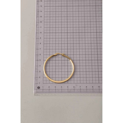 Stainless Steel Flat Hoop Earring in Gold