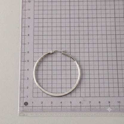 Stainless Steel Flat Hoop Earring in Silver