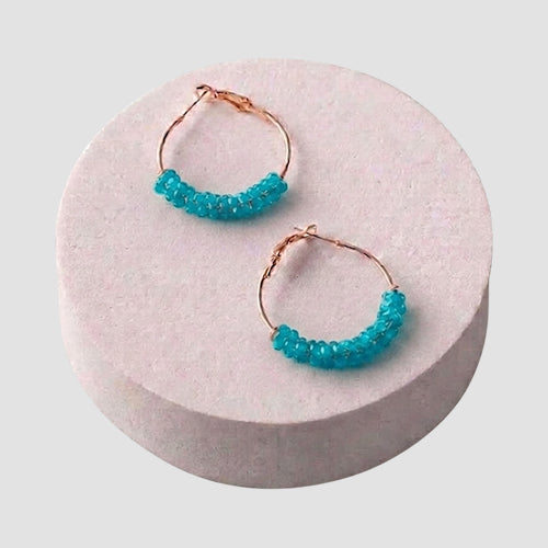 ER37842 Bead Wrapped Hoop Earring in Blue