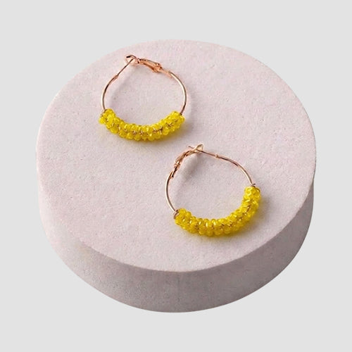 ER37842 Bead Wrapped Hoop Earring in Yellow