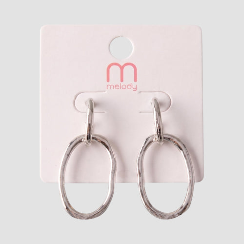 Sculpted Ring Drop Huggie Earring in Silver
