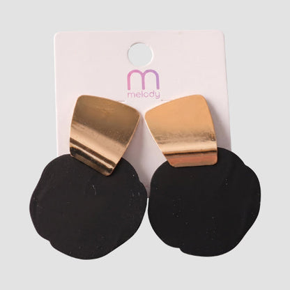 Acrylic Cloud Geometric Hung Earring in Black/Gold