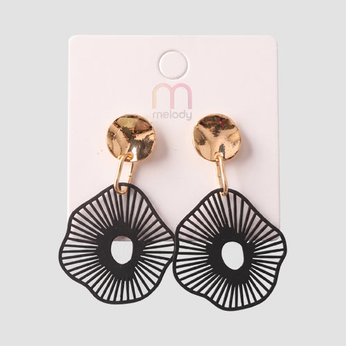 Stripe Amoeba Pressed Earring in Black/Gold