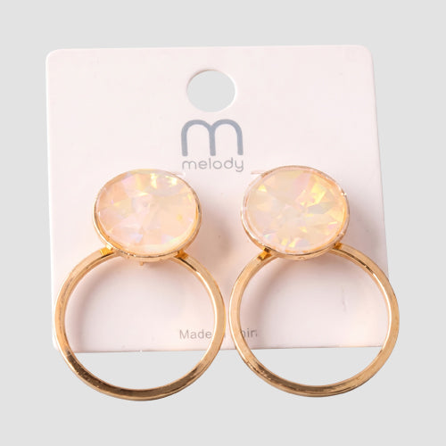 Opal Round Ring Drop Earring in Gold