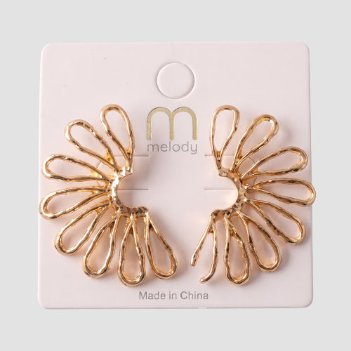 Split Wire Daisy Fan Earring in Gold