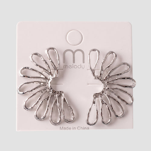 Split Wire Daisy Fan Earring in Silver