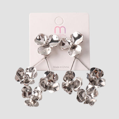 Blossom Cluster Swing Drop Earring in Silver