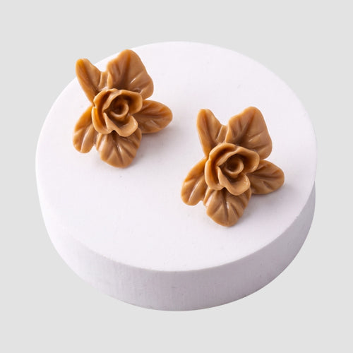 ER39964 Rose Blossom Earring in Brown