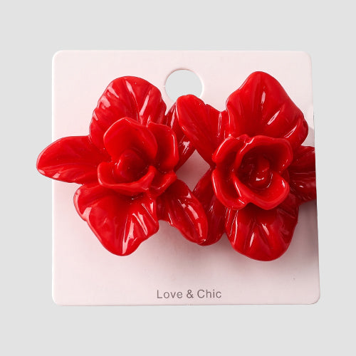 Rose Blossom Earring in Red