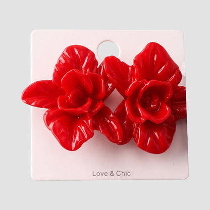 Rose Blossom Earring in Red