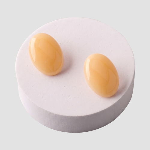 ER39966 Acrylic Oval Earring in Beige