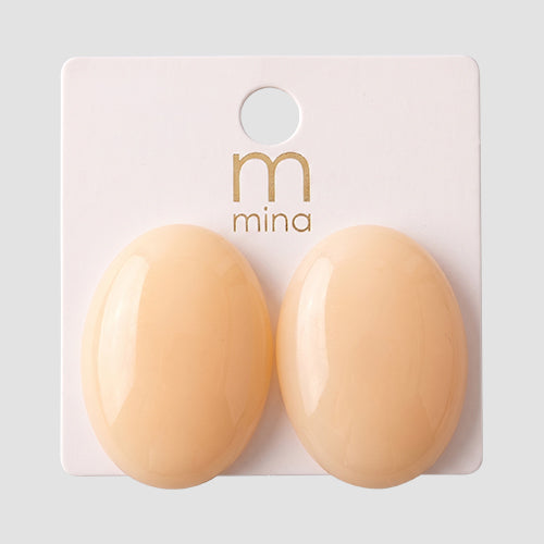 Acrylic Oval Earring in Beige